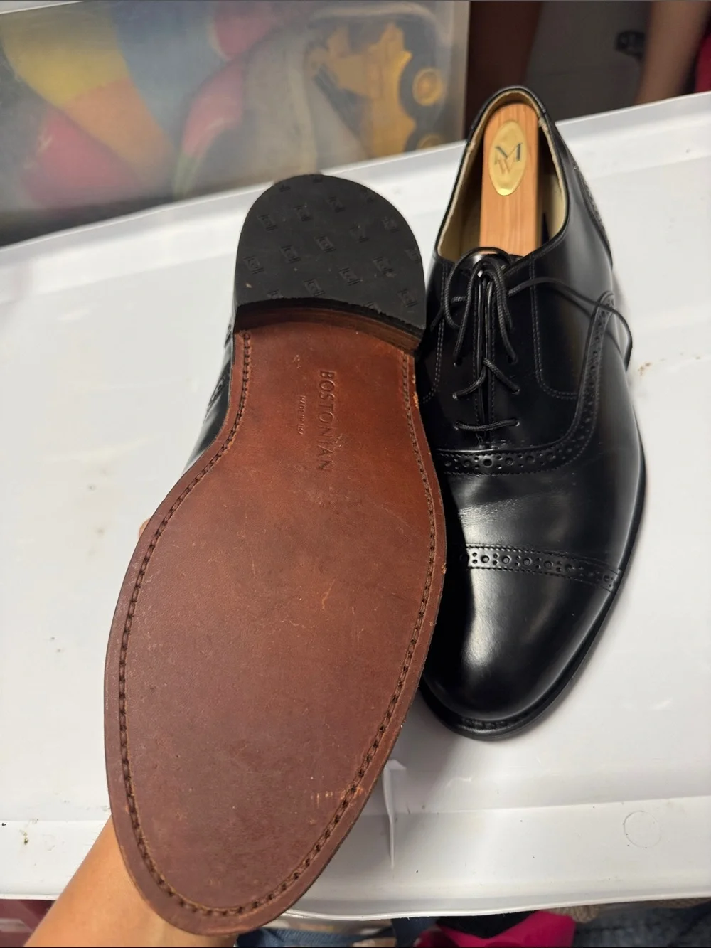 NEW Old Stock Bostonian USA Classics Black Leather Dress Shoes Mens 9.5 Oxfords